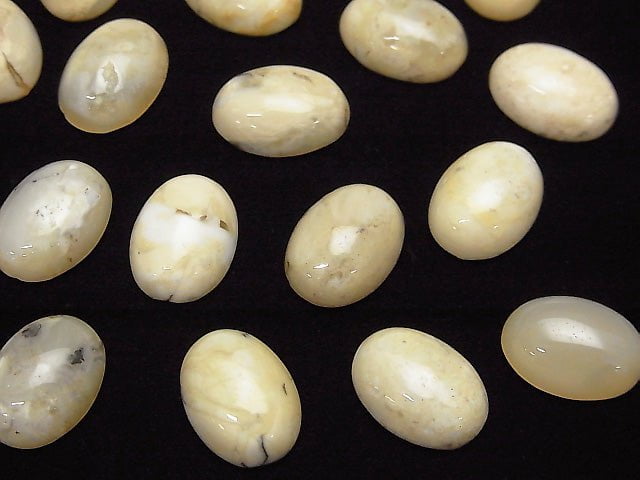 [Video] African Opal Oval Cabochon 14x10mm 2pcs