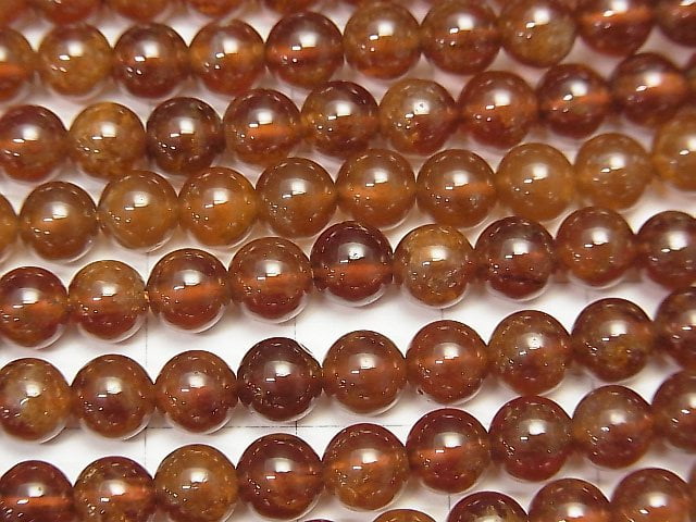 [Video] Hessonite Garnet AA ++ Round 6mm half or 1strand beads (aprx.15inch / 37cm)