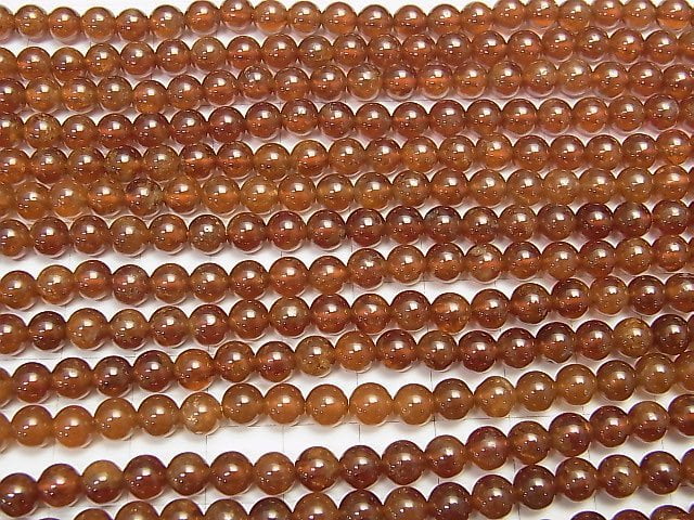 [Video] Hessonite Garnet AA ++ Round 6mm half or 1strand beads (aprx.15inch / 37cm)