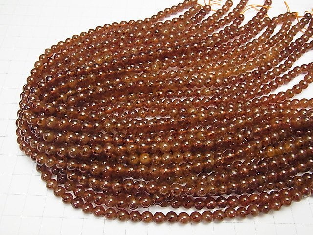 [Video] Hessonite Garnet AA ++ Round 6mm half or 1strand beads (aprx.15inch / 37cm)