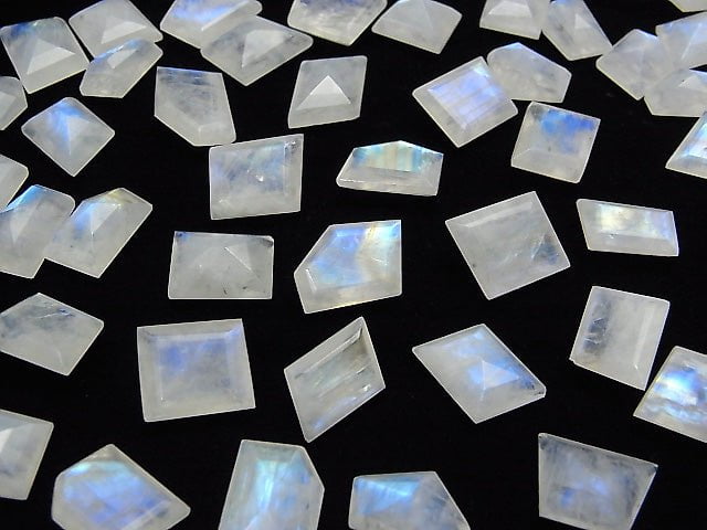 [Video] High Quality Rainbow Moonstone AAA- Undrilled Fancy Shape Faceted 3pcs