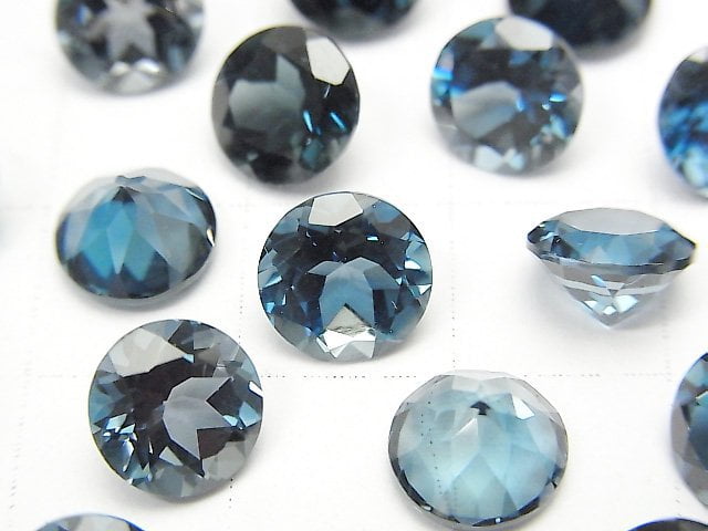 [Video]High Quality London Blue Topaz AAA Loose stone Round Faceted 8x8mm 1pc