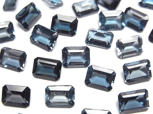 [Video]High Quality London Blue Topaz AAA Loose stone Rectangle Faceted 8x6mm 1pc