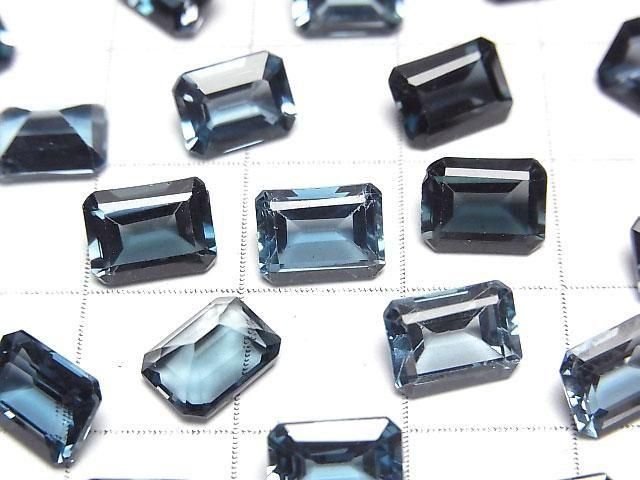 [Video]High Quality London Blue Topaz AAA Loose stone Rectangle Faceted 8x6mm 1pc