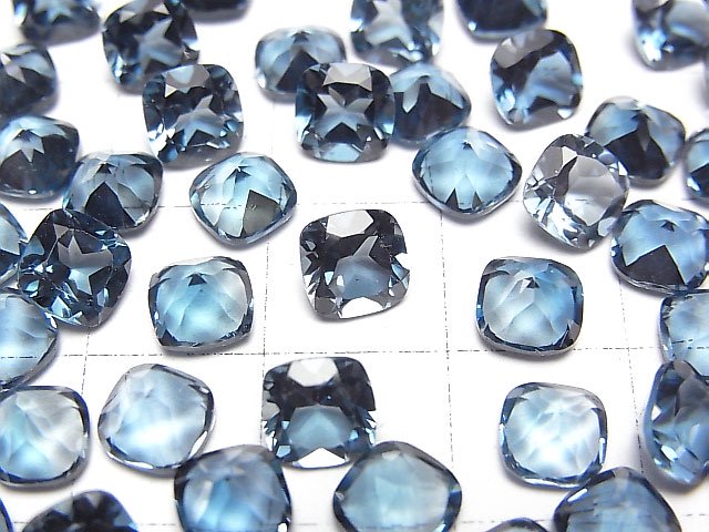 [Video]High Quality London Blue Topaz AAA Loose stone Square Faceted 6x6mm 2pcs