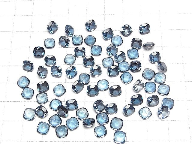 [Video]High Quality London Blue Topaz AAA Loose stone Square Faceted 6x6mm 2pcs