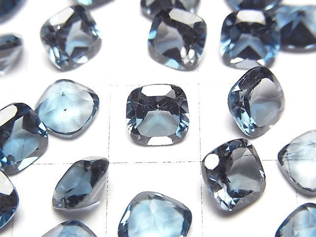 [Video]High Quality London Blue Topaz AAA Loose stone Square Faceted 7x7mm 2pcs