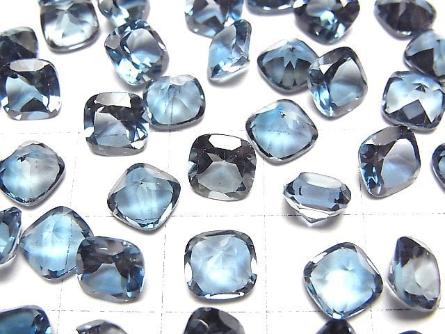 [Video]High Quality London Blue Topaz AAA Loose stone Square Faceted 7x7mm 2pcs