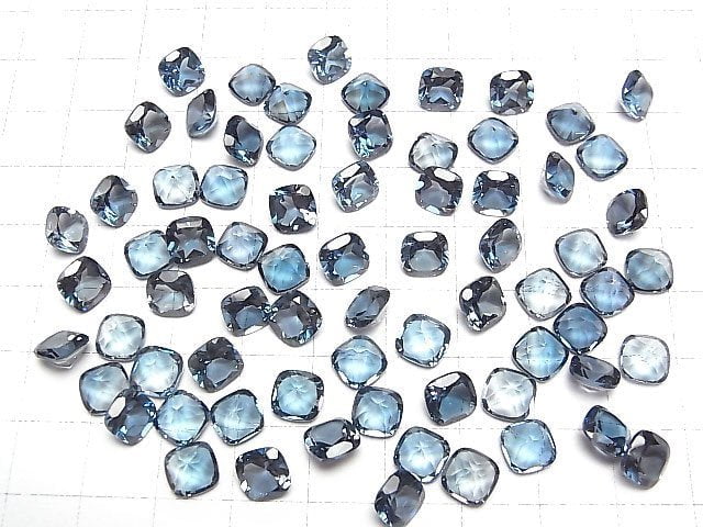 [Video]High Quality London Blue Topaz AAA Loose stone Square Faceted 7x7mm 2pcs