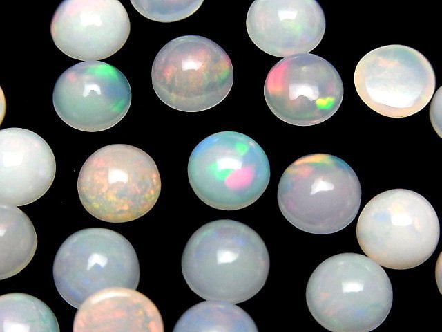 [Video] High Quality Ethiopia Opal AAA Round Cabochon 8x8mm 2pcs