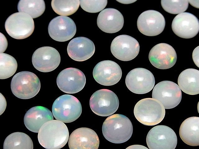 [Video] High Quality Ethiopia Opal AAA Round Cabochon 8x8mm 2pcs