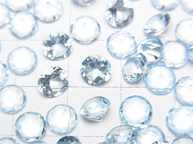 [Video]High Quality Sky Blue Topaz AAA Loose stone Round Faceted 6x6mm 5pcs