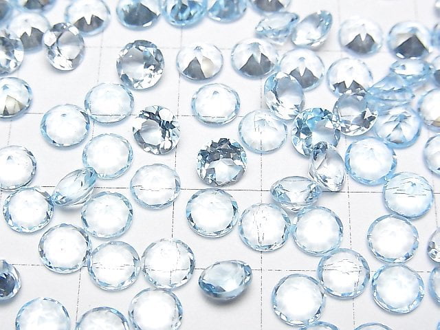 [Video]High Quality Sky Blue Topaz AAA Loose stone Round Faceted 6x6mm 5pcs