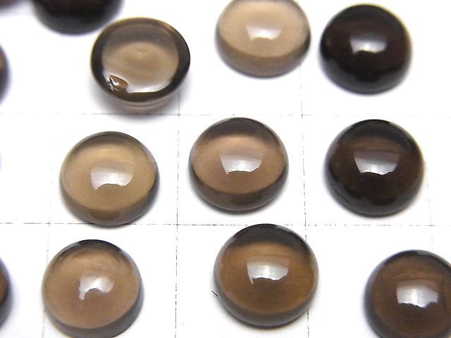 [Video]High Quality Smoky Quartz AAA Round Cabochon 8x8mm 5pcs