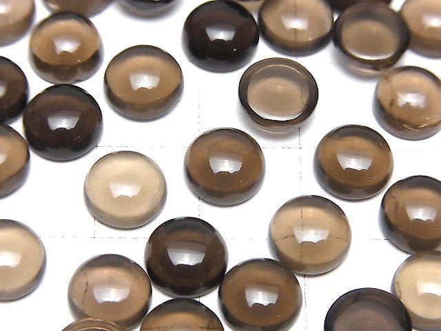 [Video]High Quality Smoky Quartz AAA Round Cabochon 8x8mm 5pcs