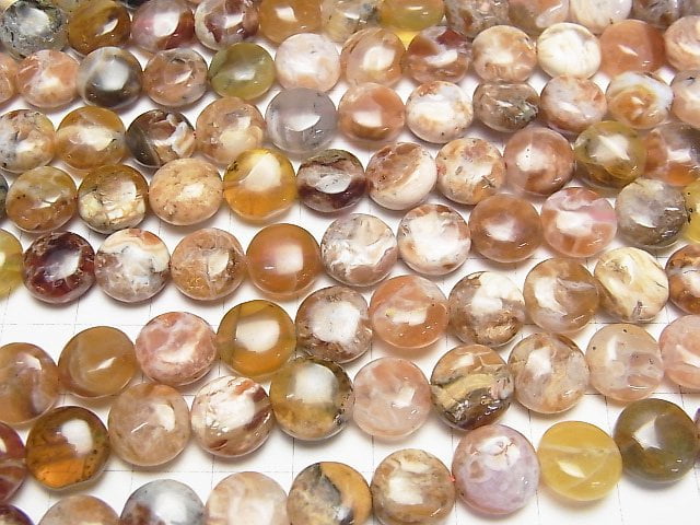 [Video]Brandy Opal Coin 10x10x5mm half or 1strand beads (aprx.15inch/38cm)