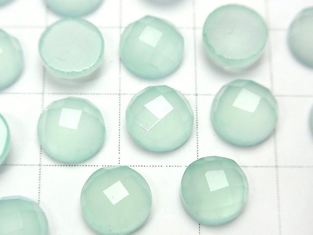 [Video] Sea Blue Chalcedony AAA Round Faceted Cabochon 8x8mm 3pcs