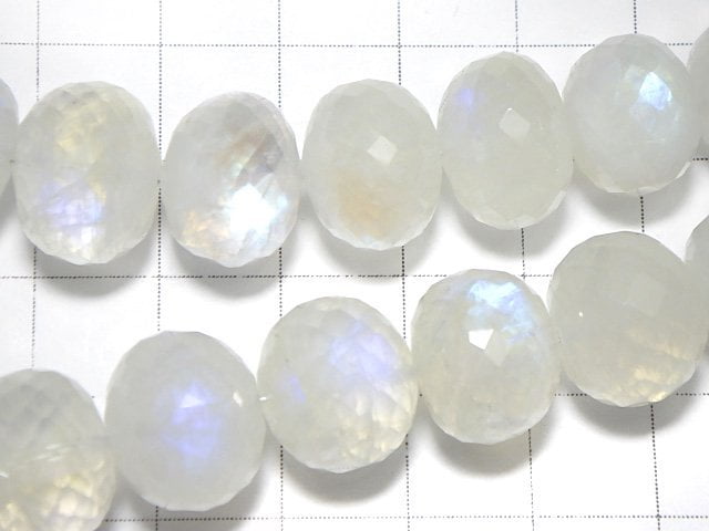 [Video] [One of a kind] High Quality Rainbow Moonstone AAA Faceted Button Roundel 1strand beads (aprx.15inch / 36cm) NO.9