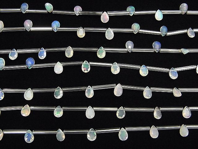 [Video] High Quality Ethiopia Opal AAA Pear shape Faceted 7x5mm 1strand (8pcs)