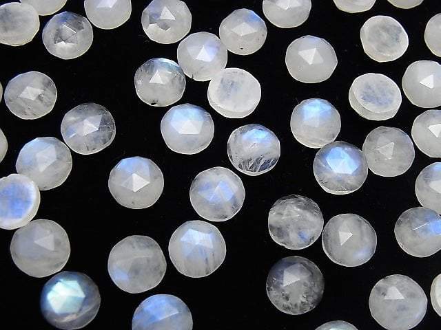 [Video] High Quality Rainbow Moonstone AA++ Round Rose Cut 8x8mm 3pcs