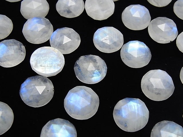 [Video]High Quality Rainbow Moonstone AA++ Round Rose Cut 12x12mm 2pcs