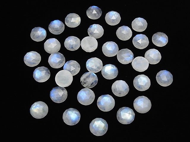 [Video]High Quality Rainbow Moonstone AA++ Round Rose Cut 12x12mm 2pcs