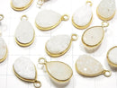 [Video]Druzy Agate Bezel Setting Pear shape 13x9mm 18KGP 2pcs