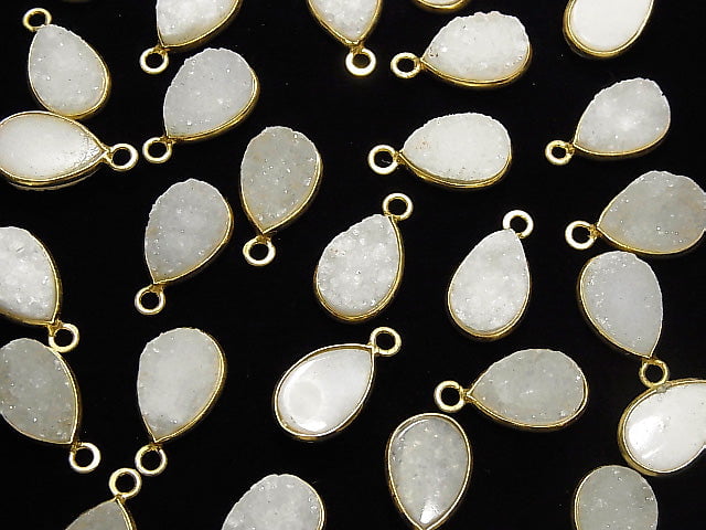 [Video] Druzy Agate Bezel Setting, Pear Shape, 13x9mm, 18KGP, 2pcs