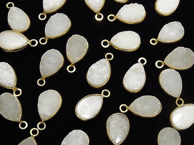 [Video]Druzy Agate Bezel Setting Pear shape 13x9mm 18KGP 2pcs