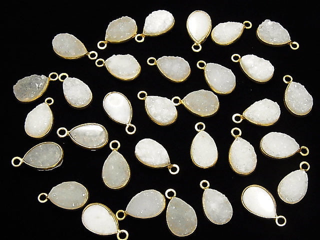 [Video] Druzy Agate Bezel Setting, Pear Shape, 13x9mm, 18KGP, 2pcs