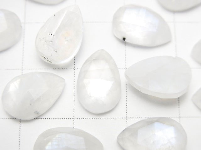 [Video]High Quality Rainbow Moonstone AA++ Pear shape Rose Cut 14x10mm 2pcs