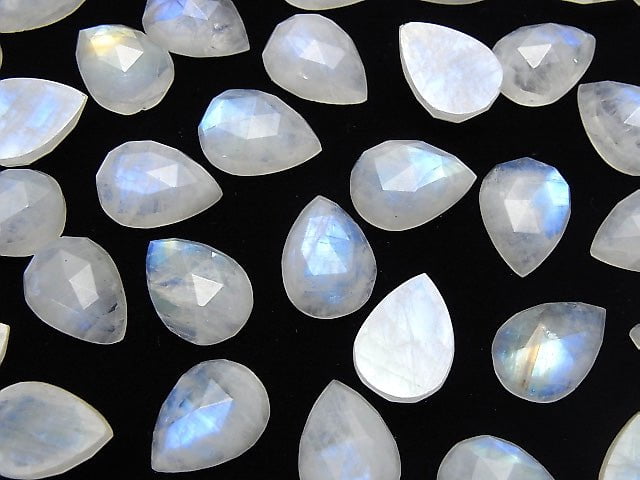 [Video]High Quality Rainbow Moonstone AA++ Pear shape Rose Cut 14x10mm 2pcs