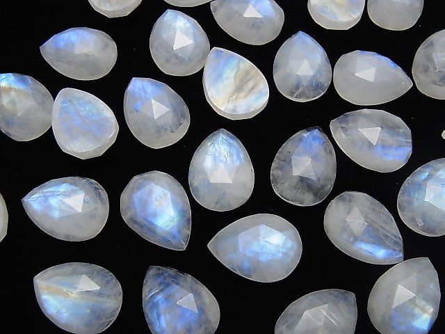 [Video]High Quality Rainbow Moonstone AA++ Pear shape Rose Cut 18x13mm 1pc