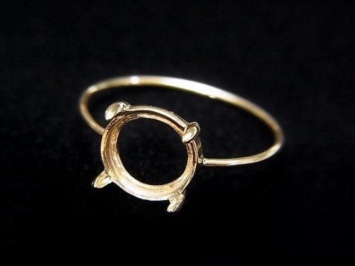 [K10 Yellow Gold] Ring Frame (Prong Setting) Round Cabochon 8mm 1pc [Japan]