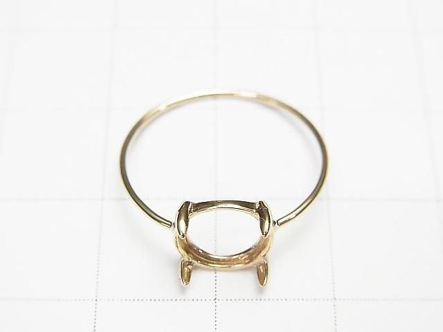 [K10 Yellow Gold] Ring Frame (Prong Setting) Round Cabochon 8mm 1pc [Japan]