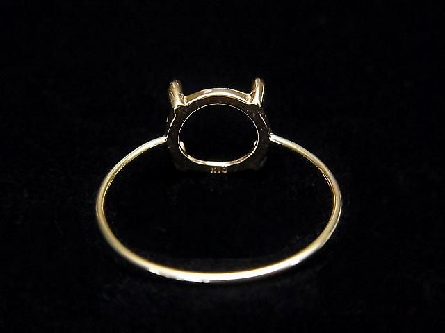 [K10 Yellow Gold] Ring Frame (Prong Setting) Round Cabochon 8mm, 1pc [Japan]