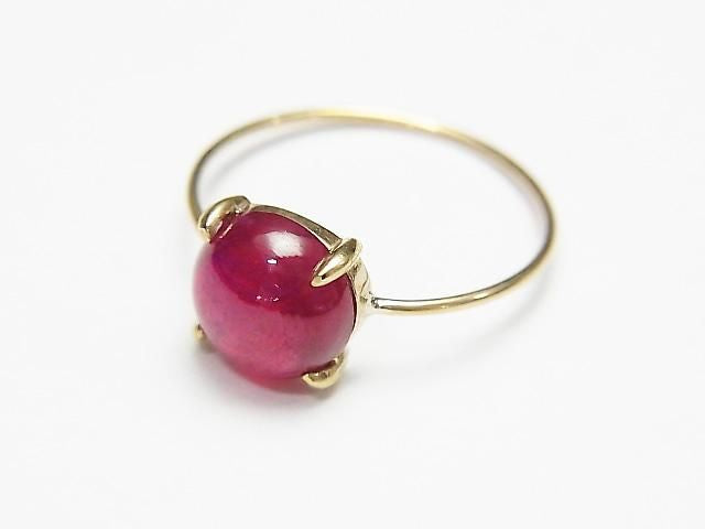 [K10 Yellow Gold] Ring Frame (Prong Setting) Round Cabochon 8mm 1pc [Japan]