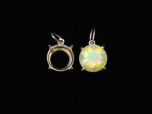 [K10 Yellow Gold] Pendant Frame (Prong Setting) for Round Faceted 6mm Pendants 1pc [Japan]