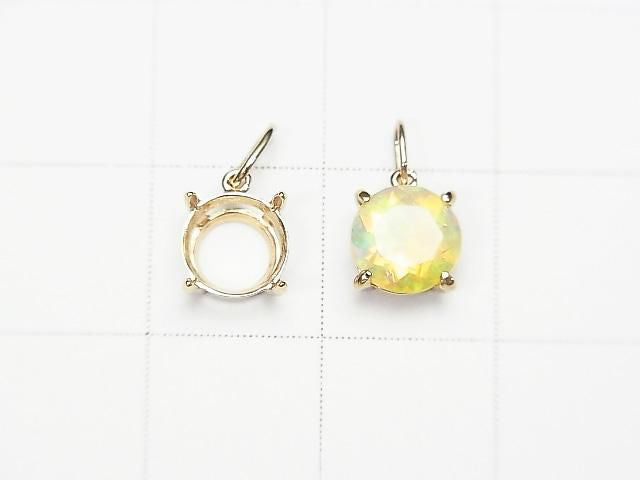 [K10 Yellow Gold] Pendant Frame (Prong Setting) for 6mm Round Faceted Pendants, 1pc [Japan]