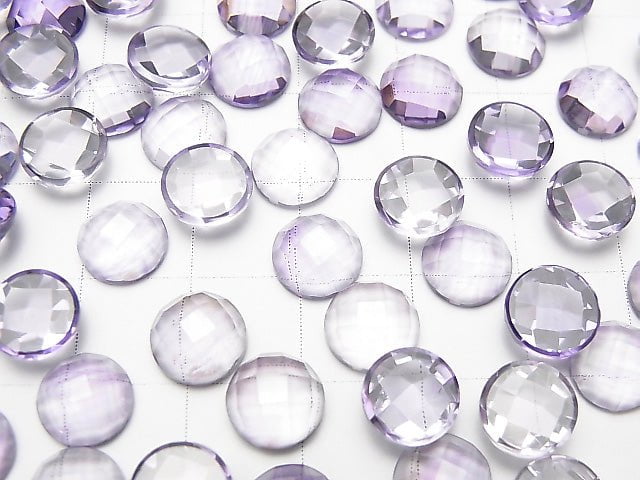 [Video] High Quality Pink Amethyst AAA Round Faceted Cabochon 8x8mm 3pcs