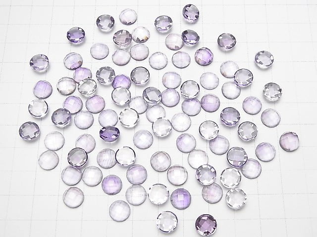 [Video] High Quality Pink Amethyst AAA Round Faceted Cabochon 8x8mm 3pcs