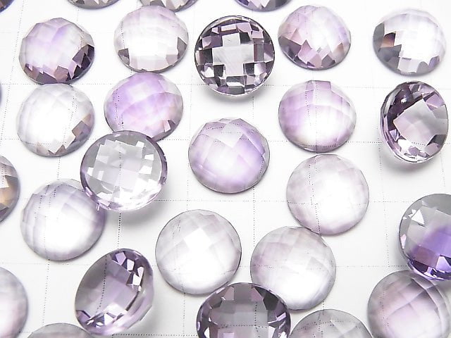 [Video] High Quality Pink Amethyst AAA Round Faceted Cabochon 12x12mm 1pc