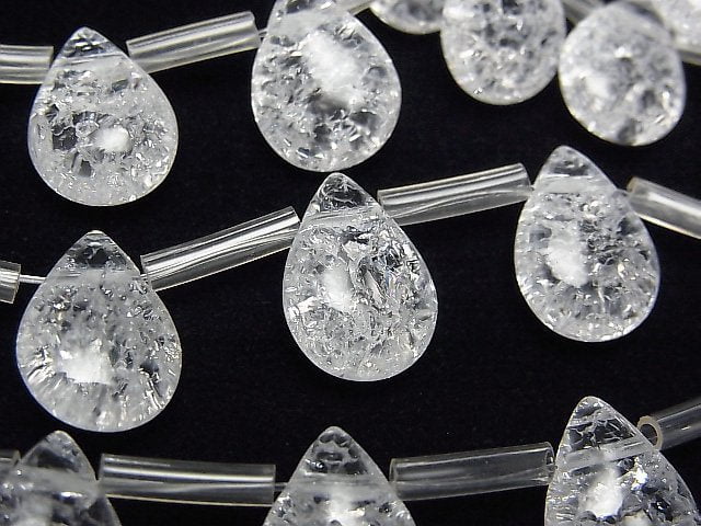 Cracked Crystal, Pear Shape Gemstone Beads