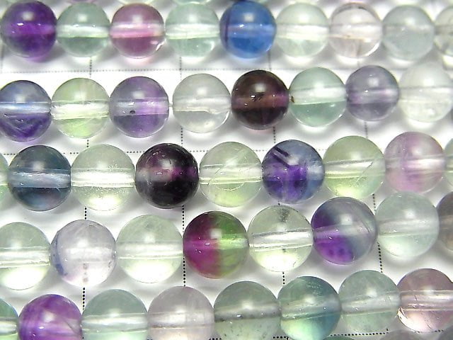 [Video] Multicolor Fluorite AA++ Round 6mm 1strand beads (aprx.15inch/38cm)