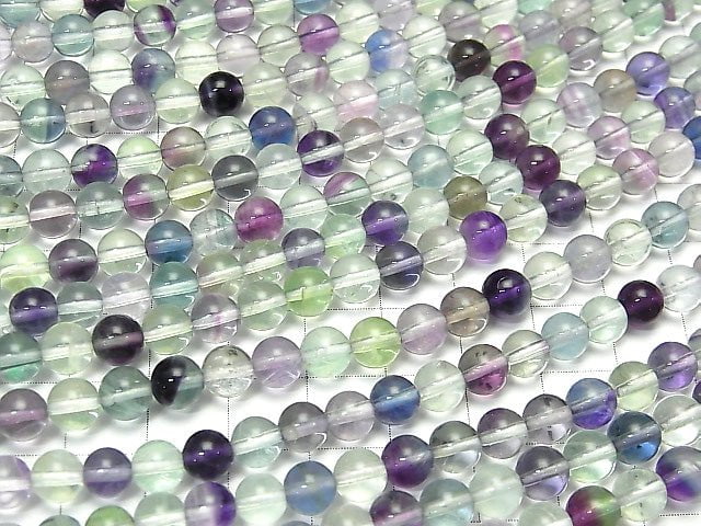 [Video] Multicolor Fluorite AA++ Round 6mm 1strand beads (aprx.15inch/38cm)