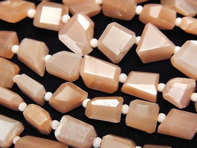 [Video] Tanzanian Orange Moonstone AA++ Small Size Faceted Nugget 1-strand beads (approx. 13 inches/32 cm)
