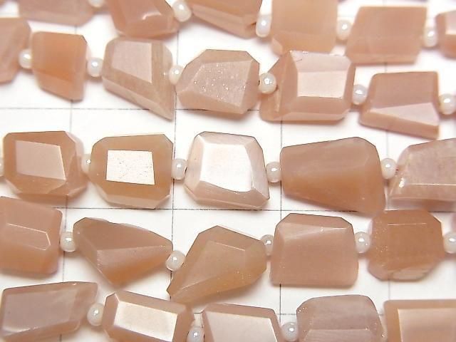 [Video] Tanzanian Orange Moonstone AA++ Small Size Faceted Nugget 1-strand beads (approx. 13 inches/32 cm)