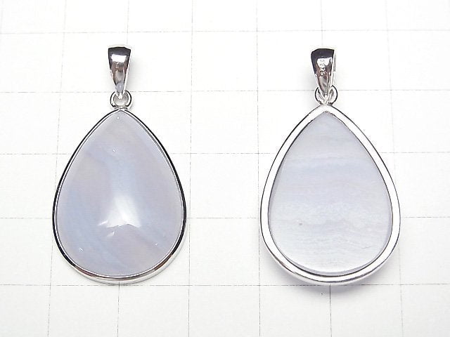 [Video] Blue Lace Agate AAA Pear shape Pendant Silver925 1pc