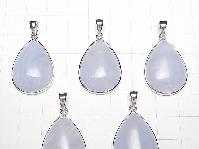 [Video] Blue Lace Agate AAA Pear shape Pendant Silver925 1pc