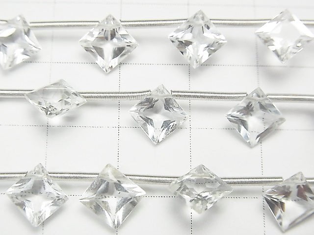 [Video] High Quality White Topaz AAA Diamond Princess Cut 8x8mm 1strand (8pcs)